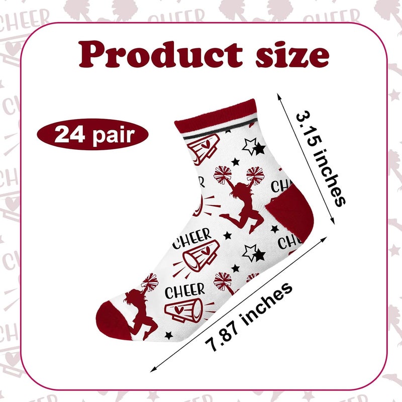 Maiteenly 24 Pairs Ankle Cheer Socks Cheerleading Team Cheerleader Socks for Women Girls Cheer Accessories Gifts - Image 2